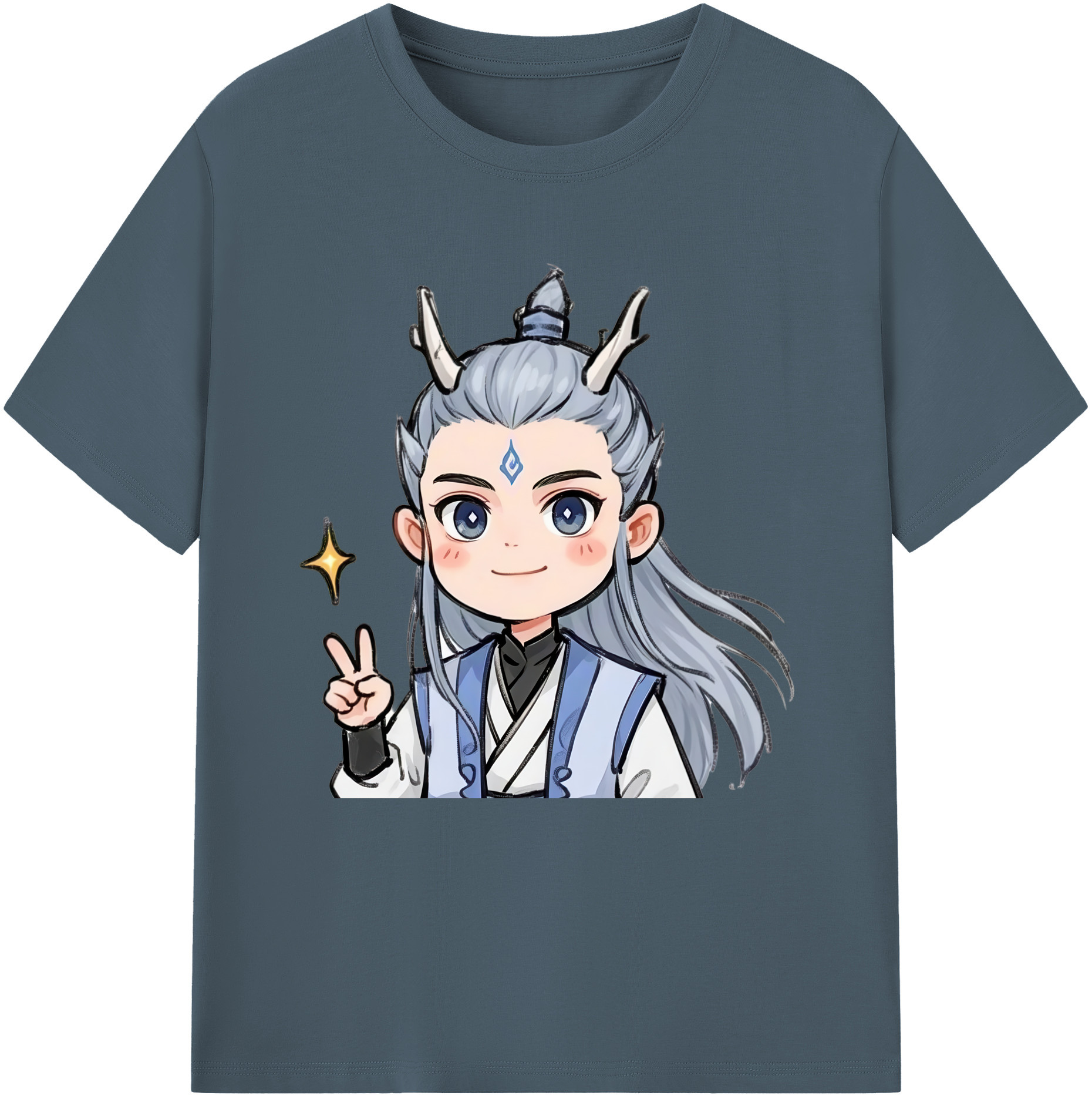 （画像用） Ne Zha 2 ナタ 魔童の大暴れ 綿100％半袖Tシャツ（フロントプリント）